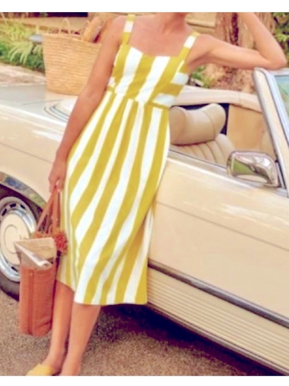 Yellow & White Striped ladies Boden cotton Sundress - Picture 1 of 6